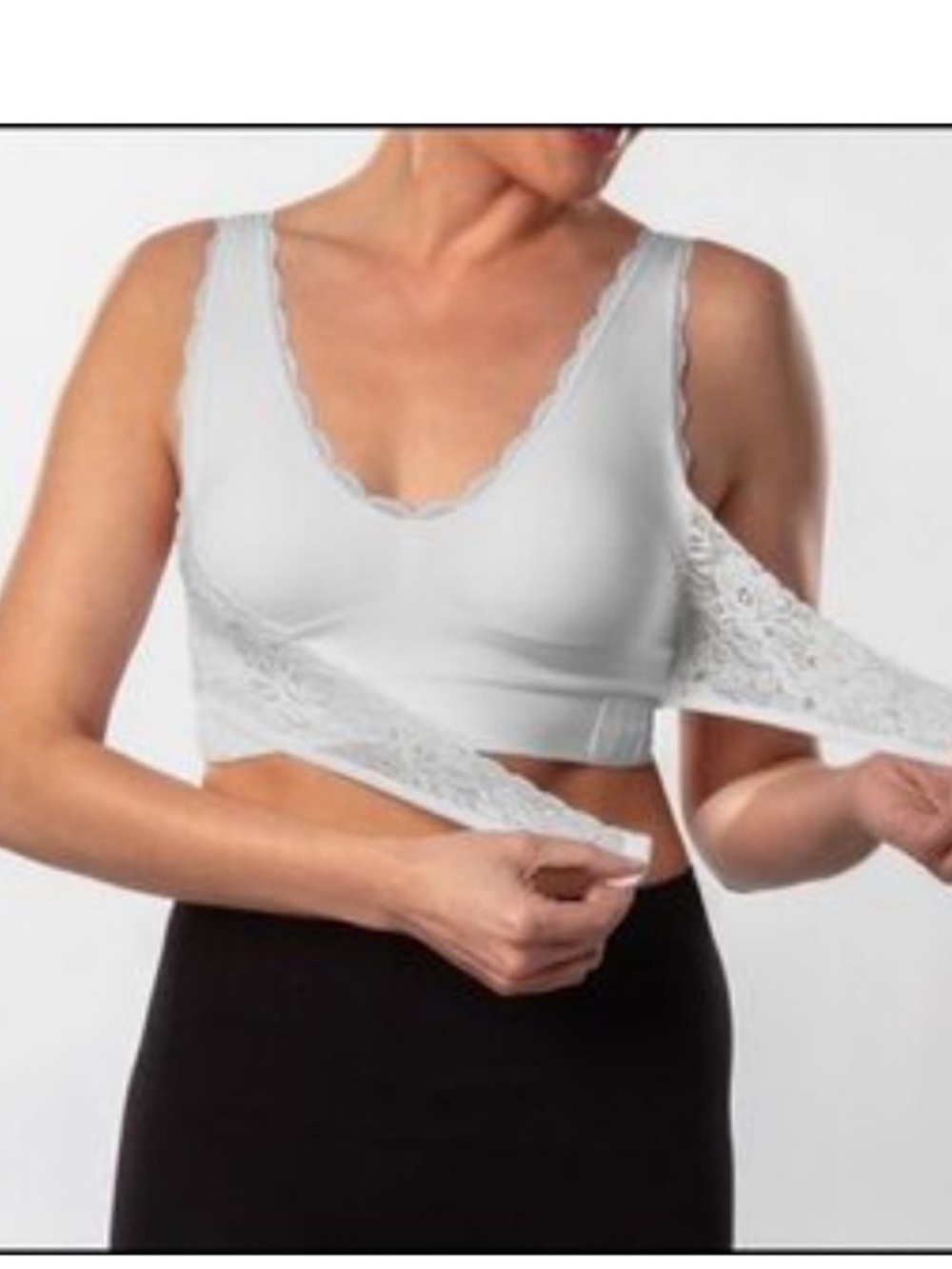 Cara Mia white lace criss cross bra